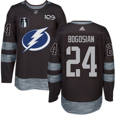 Adidas Tampa Bay Lightning #24 Zach Bogosian Black 2022 Stanley Cup Final Patch 100th Anniversary Stitched NHL Jersey